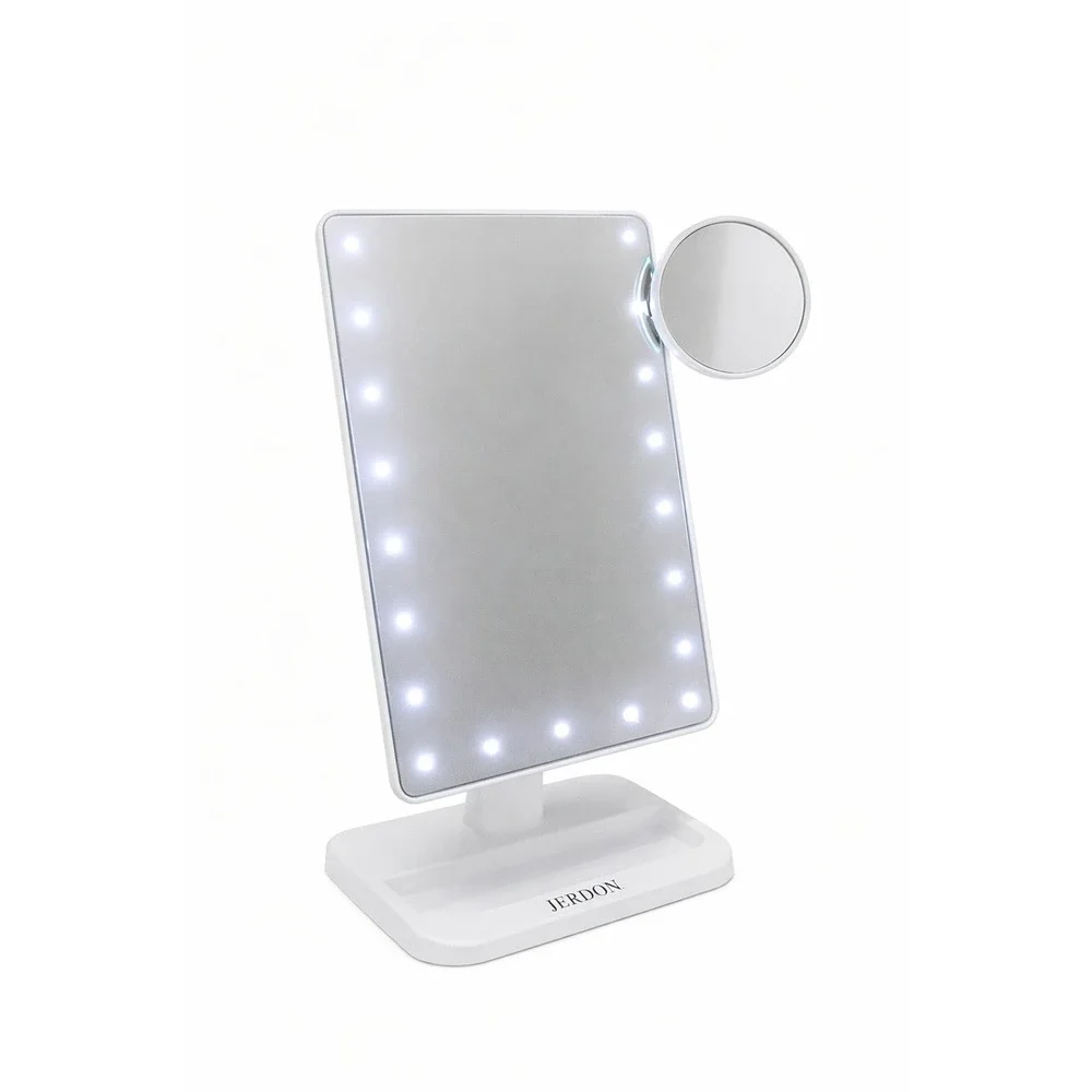 Jerdon LED Lighted Makeup‎ Mirror 8x11 Adjustable Stand 10x Spot Vanity New
